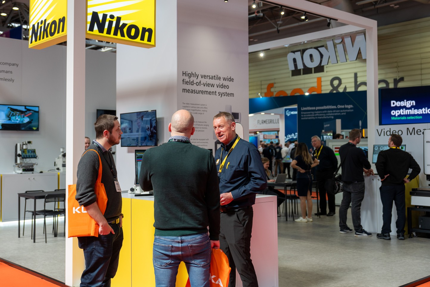 Spencer Smith, on the right, with some visitors during an exhibition.